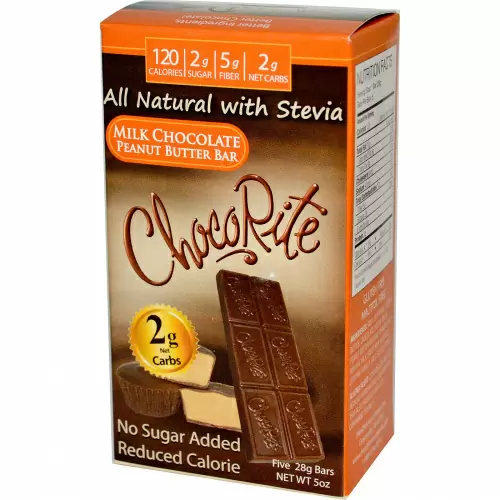 HealthSmart Foods, Inc., ChocoRite, батончик с молочным шоколадом и арахисовым маслом, 5 батончиков (28 г) шт.