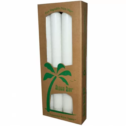 Aloha Bay, Свечи из пальмового воска, без запаха, белые, 4 шт., длина 9 дюймов (23 см)