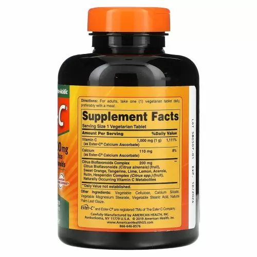 American Health, Ester-C с цитрусовыми биофлавоноидами, 500 мг, 225 вегетарианских таблеток