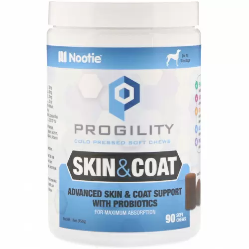 Nootie, Progility, для кожи и шерсти, для собак, 90 мягких жевательных конфет