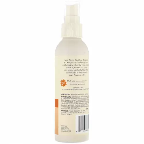 Aura Cacia, Ароматизатор воздуха с бодрящим ароматом бергамота и апельсина, 6 жидких унций (177 мл)