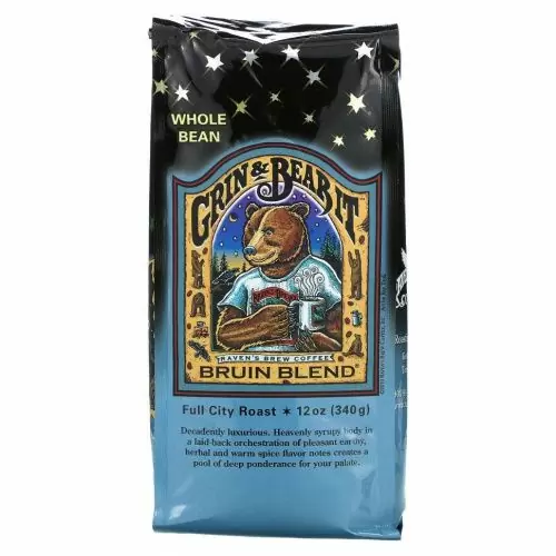 Raven's Brew Coffee, Grin & Bear It, Bruin Blend, цельные бобы, полное городское жаркое, 12 унций (340 г)