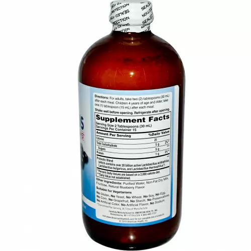 American Health, Пробиотик ацидофилус с натуральным черничным вкусом, 472 мл