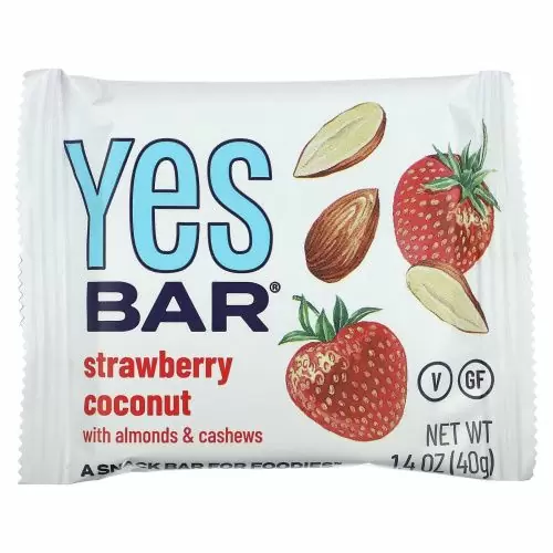 Yes Bar, Snack Bar, клубника и кокос, 6 батончиков по 1,4 унции