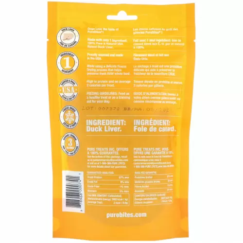 Pure Bites, Freeze Dried, Dog Treats, Duck Liver , 2.6 oz (74 g)