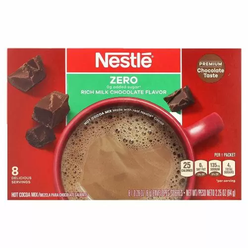 Nestle Hot Cocoa Mix, Обезжиренный, насыщенный молочный шоколад, 8 конвертов по 8 г (0,28 унции)