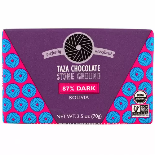 Taza Chocolate, Органический батончик из 87%-ного темного шоколада, размолотого жерновами, Боливия, 70 г (2,5 унции)