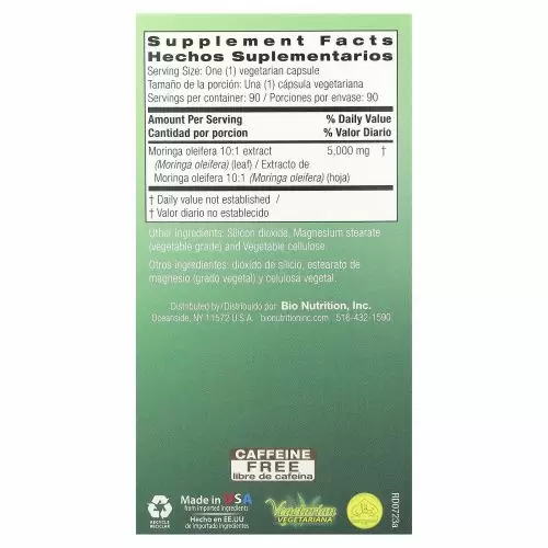 Bio Nutrition, Суперпродукт Моринга, 5000 мг, 90 растительных капсул