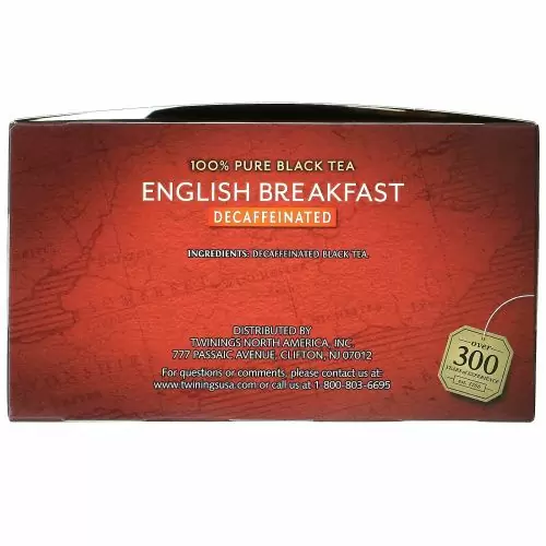 Twinings, English Breakfast, черный чай без кофеина, 50 чайных пакетиков, 100 г (3,53 унции)
