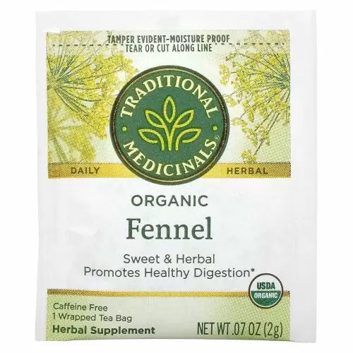 Traditional Medicinals, Органический фенхель, без кофеина, 16 чайных пакетиков в упаковке, 1,13 унции (32 г)