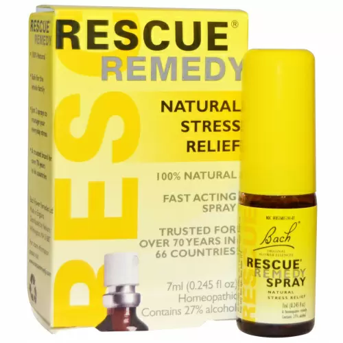 Bach, Оригинальные цветочные лекарства, Rescue Remedy, натуральный спрей для снятия стресса, 0,245 жидкой унции (7 мл)