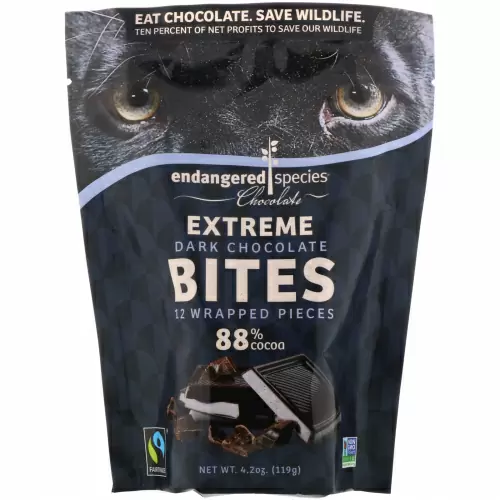 Endangered Species Chocolate, Суперкусочки темного шоколада, 12 кусочков в индивидуальной упаковке, 4,2 унц. (119 г)