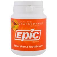 Epic Dental, Жевательная резинка с ксилитом, Без сахара, Апельсин - манго, 50 штук