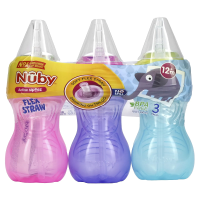 Nuby, No Spill FlexStraw Cups, 12+ M, Girl, 3 Pack, 10 oz (300 ml) Each