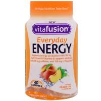 VitaFusion, Энергия каждый день, Сочетание вкусов с натуральным персиковым чаем, 40 жевательных таблеток