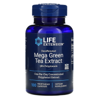 Life Extension, Мега экстракт зеленого чая  без кофеина , 100 вегетарианских капсул