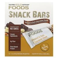 California Gold Nutrition, Gold Bar, Арахис и кусочки темного шоколада, 12 батончиков, 1,4 унц. (40 г) каждый