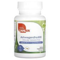 Zahler, ашваганда 600, клинически подтвержденная доза, поддерживает психическую энергию и расслабление, 60 капсул