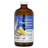 LifeTime Vitamins, Цитрат кальция и магния, сильное действие, со вкусом пина колады, 16 жидких унций (473 мл)