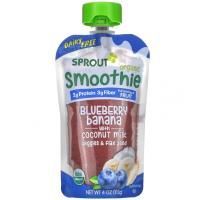 Sprout Organic, Органический смузи, для малышей, голубика, банан с кокосовым молоком, овощами и семенами льна, 113 г (4 унции)