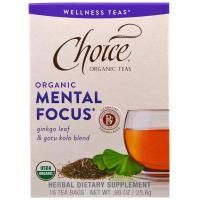 Choice Organic Teas, "Умственная концентрация" из серии "Чаи для здоровья", органический чай для концентрации внимания, 16 чайных пакетиков по 0,5 унции (1,6 г)
