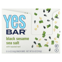 Yes Bar, Snack Bar, черная морская соль кунжута, 6 батончиков по 1,4 унции