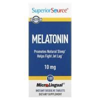 Superior Source, Мелатонин, 10 мг, 100 микролинвальных быстрорастворимых таблеток
