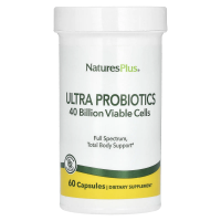 Nature's Plus, Ультрапробиотики, 40 млрд жизнеспособных клеток, 60 вегетарианских капсул