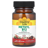 Country Life, Метил B12, вишневый ароматизатор, 1000 мкг, 60 леденцов