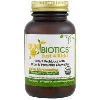 Sunbiotics, Just 4 Kids, органические пробиотические жевательные резинки, ванильный зефир, 30 вегетарианских таблеток