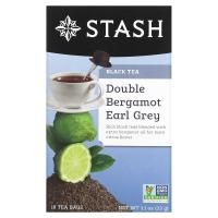 Stash Tea, Черный чай, Earl Grey, двойной бергамот, 18 чайных пакетиков, 1,1 унции (33 г)