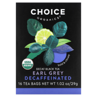 Choice Organic Teas, Органический чай Эрл Грей без кофеина, черный чай без кофеина, 16 пакетиков, 1,1 унции (32 г)