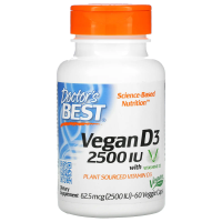 Doctor's Best, Vegan D3 с Vitashine D3, 2500 МЕ, 60 вегетарианских капсул