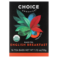 Choice Organic Teas, Органический, Английский завтрак, черный чай, 16 чайных пакетиков, 1,1 унции (32 г)