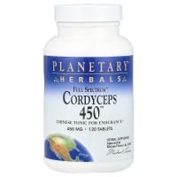 Planetary Herbals, Кордицепс 450, полный спектр, 450 мг, 120 таблеток