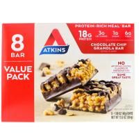 Atkins, Meal Bar, Chocolate Chip Granola Bar, 8 Bars, 1.69 oz (48 g)