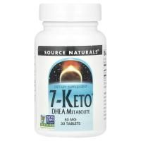 Source Naturals, 7-Keto®, метаболит ДГЭА, 100 мг, 30 таблеток (50 мг на таблетку)