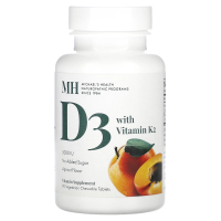 Michael's Naturopathic, Витамин D3, с витамином K2, натуральным абрикосовым вкусом, 5000 МЕ, 90 жевательных таблеток