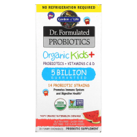 Garden of Life, Пробиотическая добавка Dr. Formulated Probiotics, Organic Kids +, пробиотики и витамины C и D, 5 млрд, вкусный органический арбуз, 30 вкусных жевательных драже
