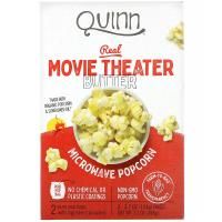 Quinn Popcorn, Real Movie Theater, попкорн для приготовления в микроволновой печи, с маслом, 2 пакета, 104 г (3,7 унции) каждый