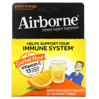 AirBorne, Добавка для поддержки иммунитета, пикантный апельсин, 2 тюбика, 10 шипучих таблеток в каждой