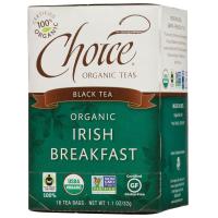 Choice Organic Teas, Органический черный чай, ирландский завтрак, 16 чайных пакетиков, 1,1 унции (32 г)