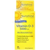 Sunshine, Vitamin D3, 5000 МЕ 30 Tablets