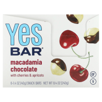 Yes Bar, Snack Bar, шоколад с макадамией, 6 батончиков по 1,4 унции