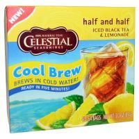 Celestial Seasonings, Half and Half, завариваемый в холодной воде холодный черный чай и лимонад, смешанные в равных пропорциях, 40 чайных пакетиков, 3,0 унции (85 г)