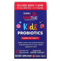 LoveBug Probiotics, Kids Probiotics,  Delicious Berry , 10 Billion CFU, 30 Chewable Tablets
