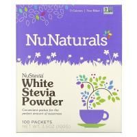 NuNaturals, NuStevia Белый порошок стевии, 100 пакетиков, 3.5 oz (100 г)