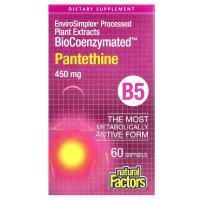 Natural Factors, BioCoenzymated, B5, пантетин, 450 мг, 60 капсул