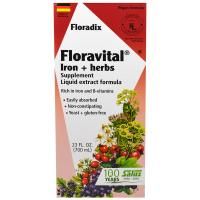 Flora, Floradix, Floravital, железо + растительная добавка, жидкий экстракт, 700 мл
