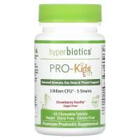 Hyperbiotics, PRO-Kids ENT с клубнично-ванильным вкусом, без сахара, 45 запатентованных жевательных таблеток LiveBac